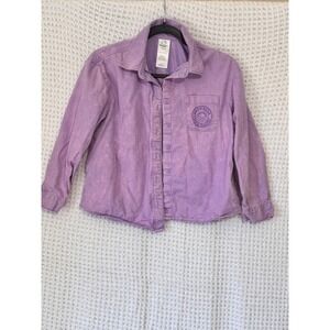 Hello Kitty Sanrio Button Down Shirt Kids Large‎ Lilac Purple Graphic